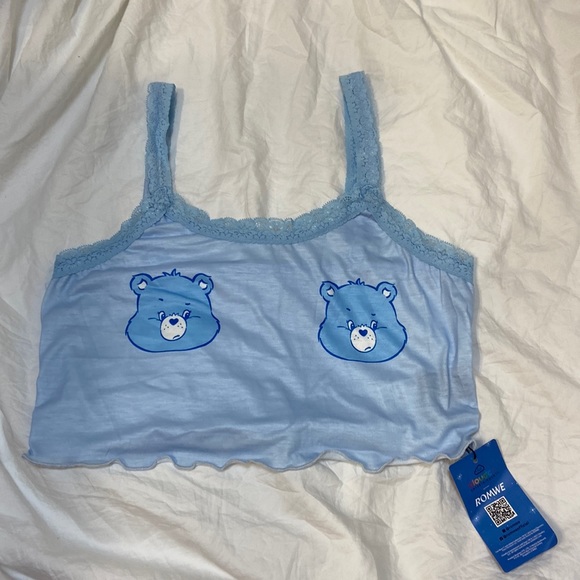 ROMWE Other - NWT ROMWE X Care Bears Cartoon Bear Print Contrast Lace sleeveless PJ top.Size M